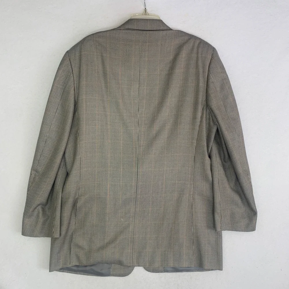 Canali Blazer Jacket Mens 44L Brown Silk Wool Houndstooth Sports Coat Made Italy
